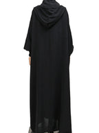FONSAF - Women'S Hooded Robe - Long Dress in Muslim Style with Adjustable Drawstring Hood; Loose And Comfortable Fit; Ideal for Ramadan Or Eid - Black