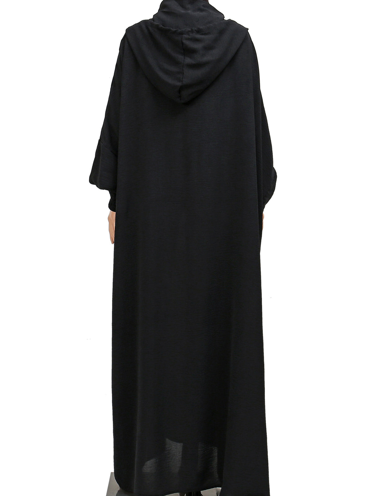 FONSAF - Women'S Hooded Robe - Long Dress in Muslim Style with Adjustable Drawstring Hood; Loose And Comfortable Fit; Ideal for Ramadan Or Eid - Black