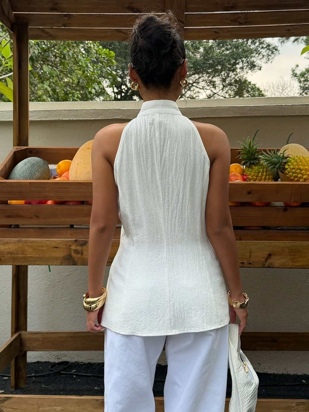 Women'S Top, Women'S Shirt Chinese Style Button-Up/Women'S Blouse/Women'S Chinese Style Sleeveless Button Vest, Summer Fashion, Summer Top - White