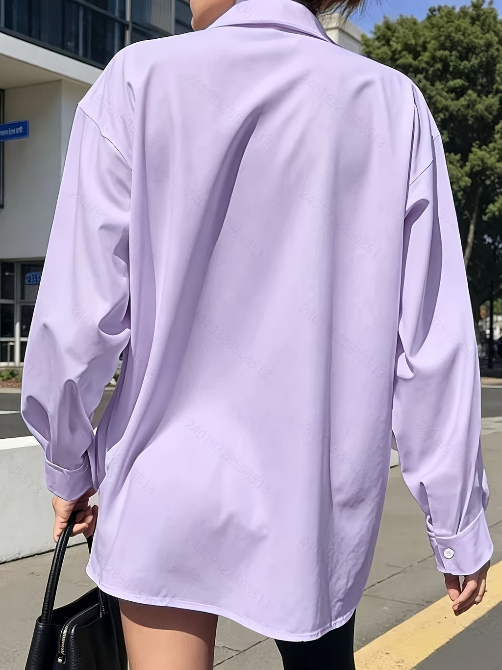Solid Color Long Sleeve French Shirt for Women New Arrival - Purple