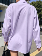 Solid Color Long Sleeve French Shirt for Women New Arrival - Purple