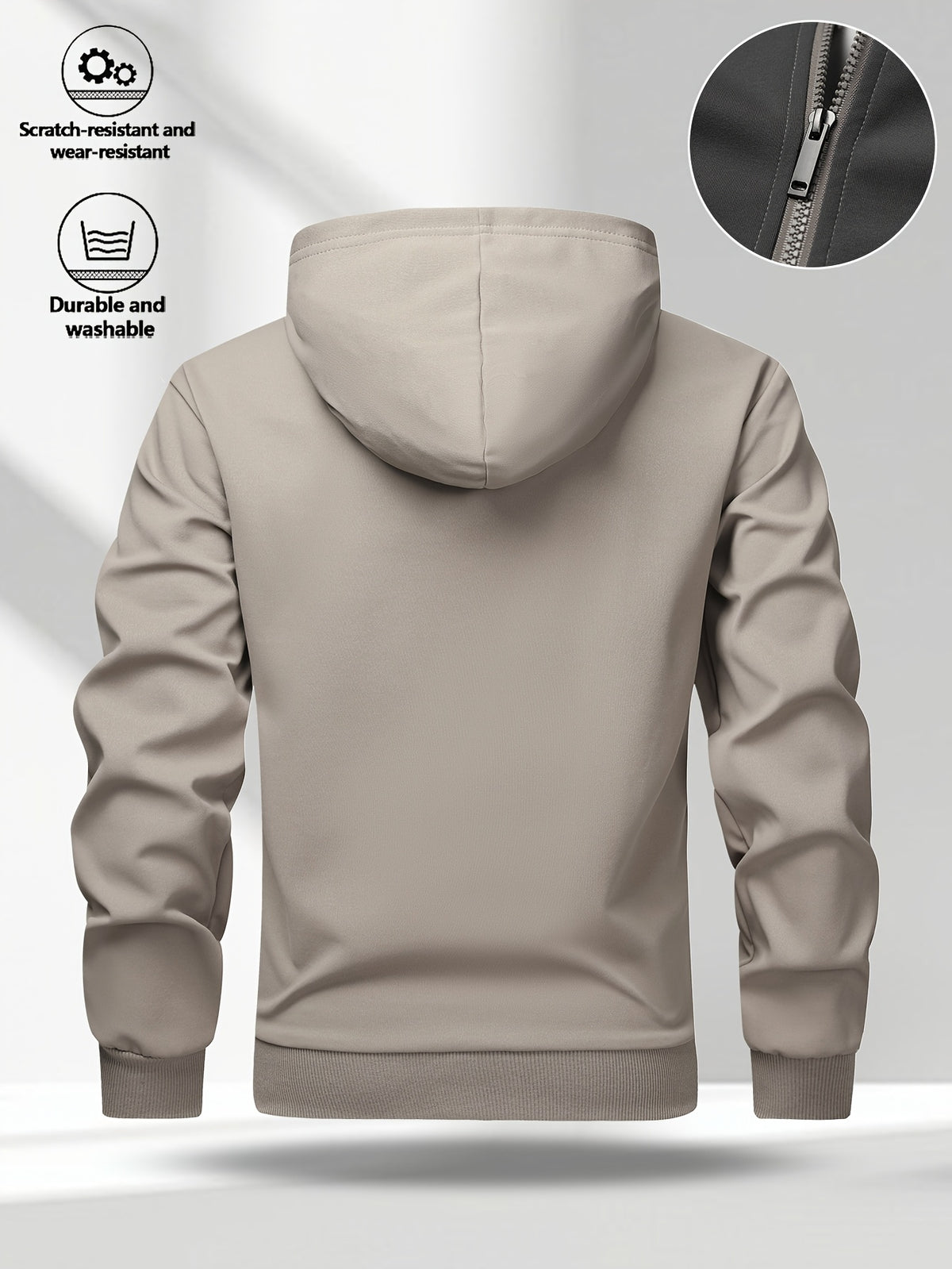 Men'S Versatile Fashion Casual Hooded Zip-Up Cardigan Sweater Jacket WJ5748 - Khaki