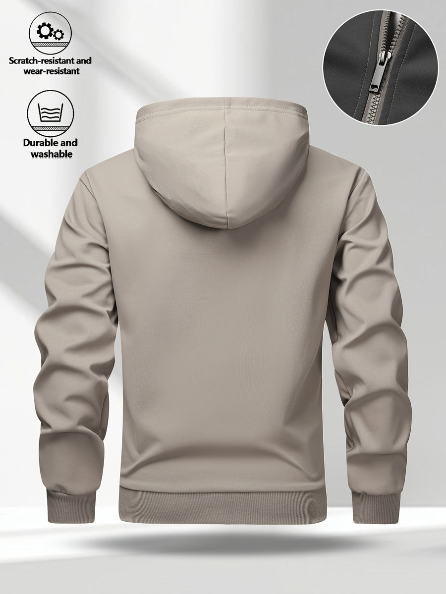 Men'S Versatile Fashion Casual Hooded Zip-Up Cardigan Sweater Jacket WJ5748 - Khaki
