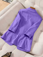 2026 New Premium Solid Color Single-Button Suit Jacket, Elegant 3/4 Sleeve, Comfortable And Breathable Casual Outerwear, Elegant Style Suitable for Daily Spring Summer Autumn, All-Match Temperament Suit - Violet