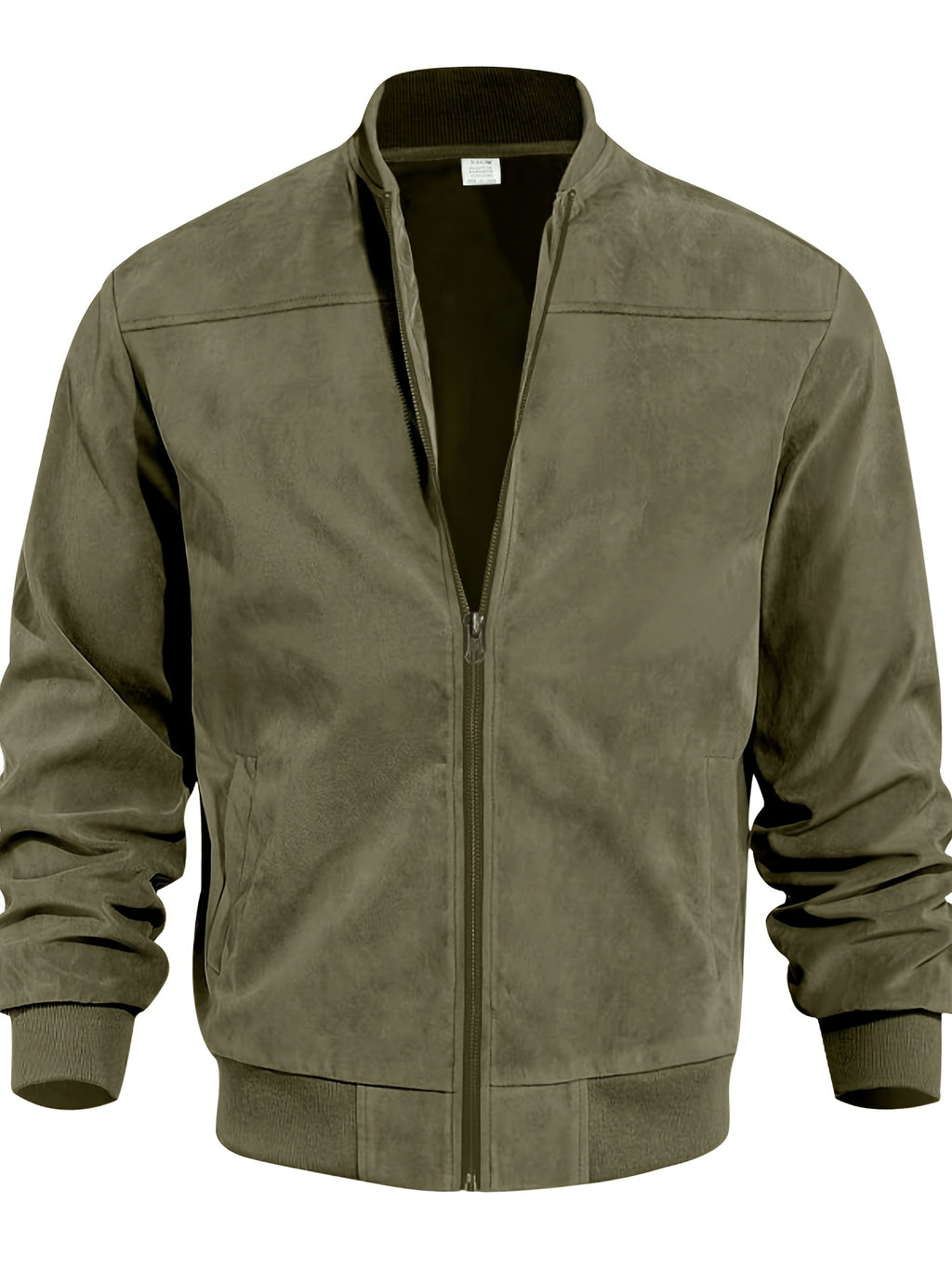 Whale Crossing OBM Early Autumn New Outdoor Men's Stand Collar Zipper Jacket - Olive Green Color