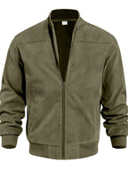 Whale Crossing OBM Early Autumn New Outdoor Men's Stand Collar Zipper Jacket - Olive Green Color