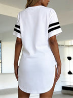 Summer New European and American Style Women S Print Loose Fit Casual Short Sleeve T Shirt Top - White