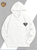 Warner Bros. Superman Sketch Print Hooded Sweatshirt, Men's Loose Fit Casual Top, Versatile and Comfortable Autumn/Winter Sweatshirt - White