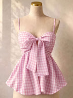 Elegant Women's Summer Plaid Camisole Tank Top, Suitable for Vacations, Graduation Ceremonies, Weddings, Back-to, Vintage-style Events, Parties, Luncheons, and Other Occasions. Creates a Cute and Casual Summer Vibe with a Sweet, Romantic Country - Mixed colors