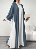 Middle Eastern Muslim Lady's Elegant and Casual Cardigan Robe Loose Abayas Robe as a Fashionable and Casual Commuting Coat Ladies' Robes for Ramadan Eid Al-Fitr Eid Al-Gahur Festival - Navy Color