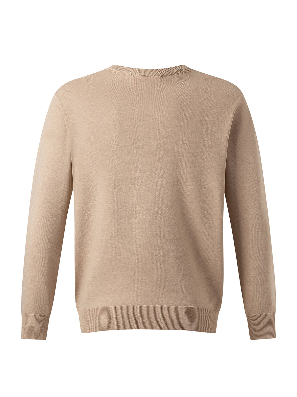 Men'S Long Sleeve Knit Sweater, Easy Style, Fashionable Men'S Clothing Regular Fit Versatile Round Neck Knit T-Shirt, Outdoor Casual Everyday Wear - Light Brown-1