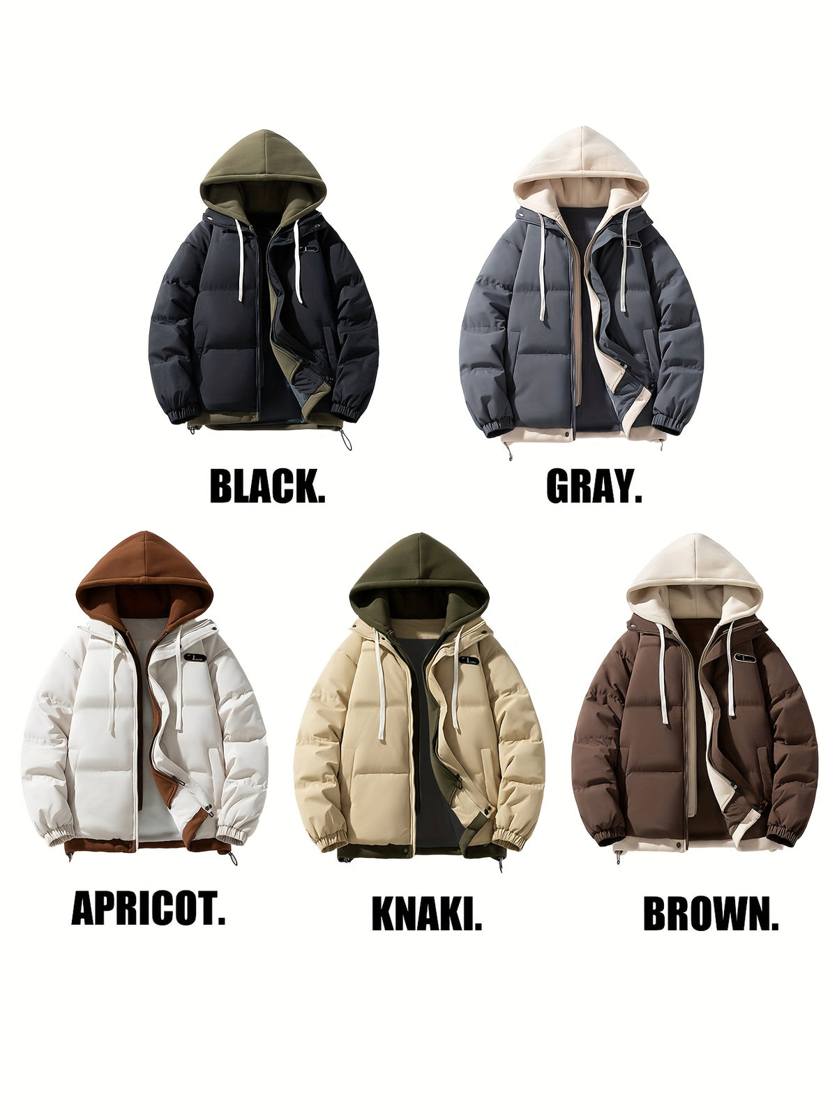 Winter Thickened Hooded Coat - Apricot