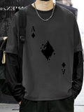 [Printed Design – Not Textured] J322 Block A Printed Men's Color-Block 2-in-1 Look Casual Loose Fit Long Sleeve T-Shirt - Mixed Color 3