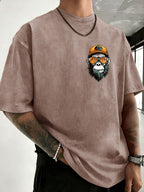 Summer Hot Item Unisex T-Shirt, Retro Distressed Style And Super Good Look! Pure Main Material, Breathable And Skin-Friendly, Comfortable to Wear, Suitable for Casual Commute, Sports Fitness, Outdoor Travel. Double-Sided Positioning Print - Brown
