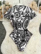 Young Y2K Sheer Floral Print Crew Neck Short Sleeve Rompe - White