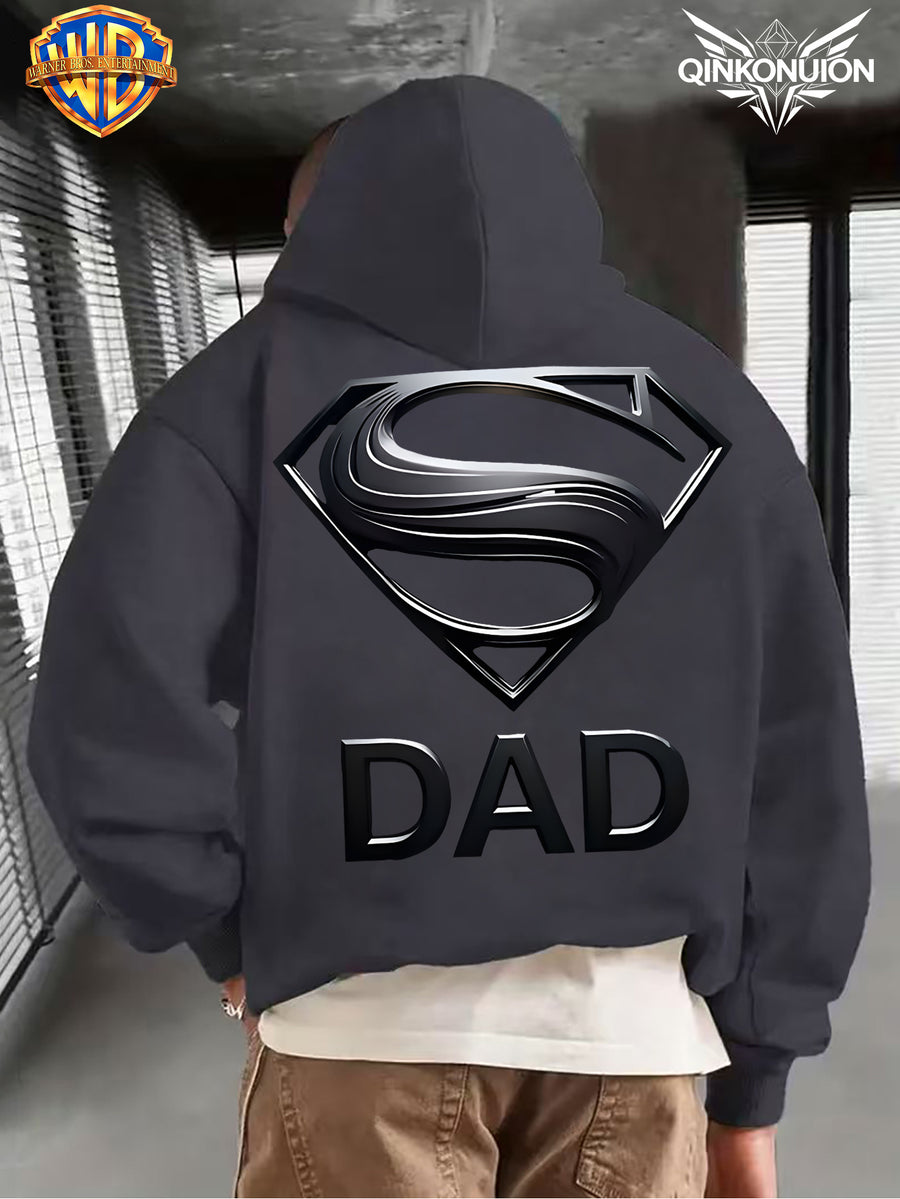 WB Warner Men'S New Trendy Hoodie, Superman Classic Logo Printed Design Hoodie, Daily Casual Drawstring Hoodie, Long Sleeve Hoodie, Machine Washable, Multifunctional Sports And Leisure Loose Fit Men'S Hoodie - Dark Gray