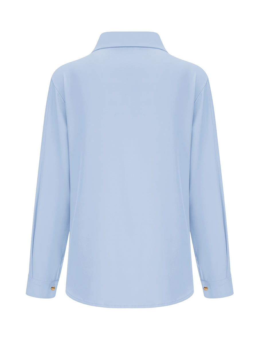 Fashion Women'S Casual Button-Up Shirt - Blue