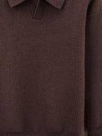 Autumn Winter Men'S V-Neck Small Revers Sweater Heavyweight Knit Fabric Dark Green Brown Black Three-Color Business Casual Pullover - Coffee