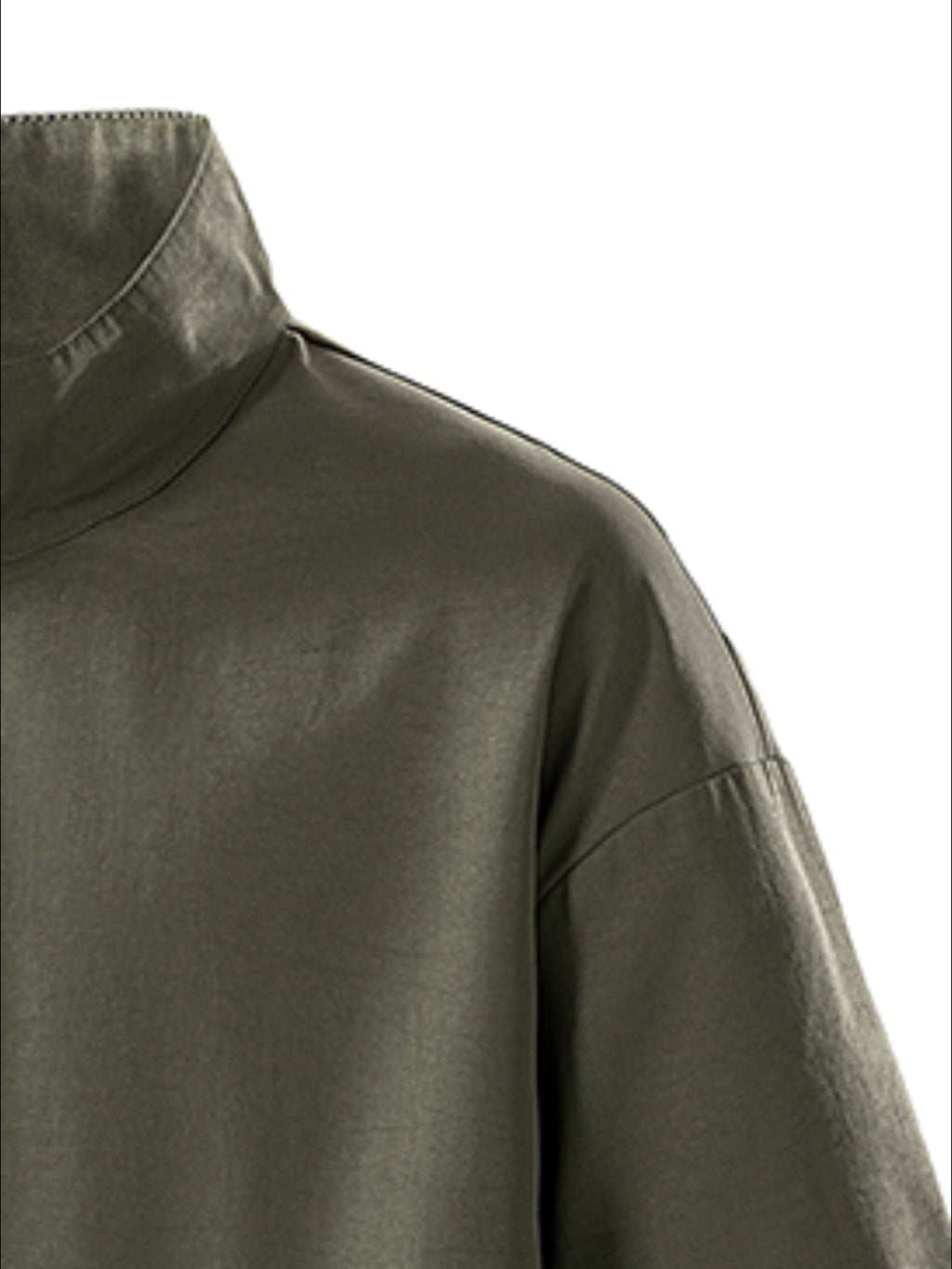 Summer New Versatile Stand-Up Collar Men'S T-Shirt Loose Thin Short Sleeve Half-Zipper Breathable Top - Olive Green