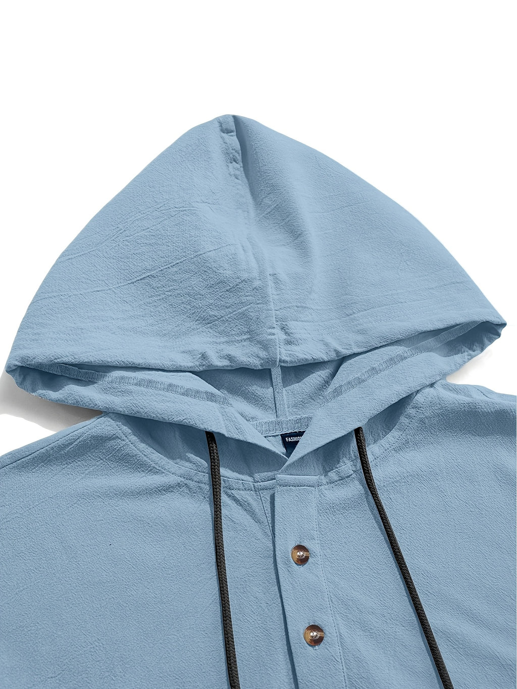 2pcs Men'S Linen-Like Hooded Henley Long Sleeve Sweatshirt Set, Breathable Thin Solid Color Half-Open Placket Casual Pullover Henley Shirt, Soft Comfortable Textured Fabric Fresh And Non-Stuffy, Loose Slimming Versatile Fit - 2pcs【Army Green+Light Blue】
