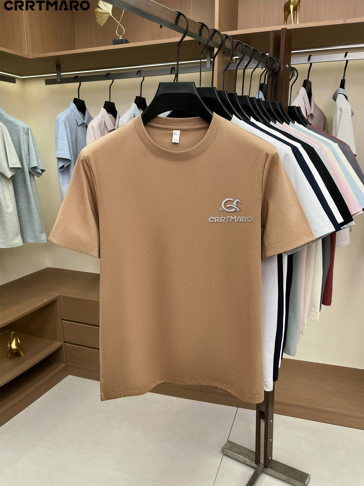 Kartmar CRRTMARO Summer New Round Neck Quick-Dry Short Sleeve T-Shirt Men'S Youth Loose Casual Short Sleeve Top Men'S Clothing SP - ginger-colored