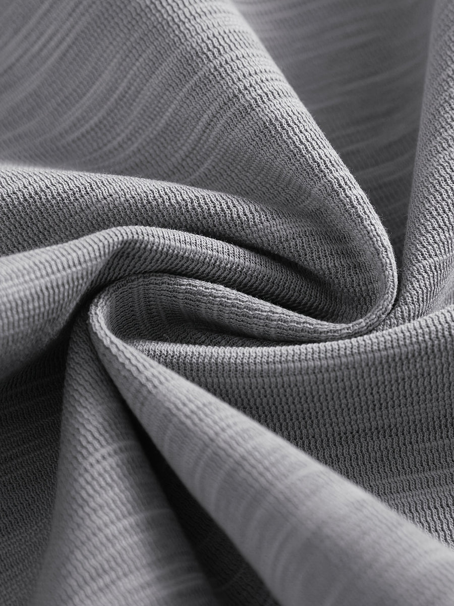 Men's New Bamboo Rayon Knot Pattern Fabric Short-Sleeve T-Shirt, Stylish 2-in-1 Look V-Neck Top, Casual Daily Wear, Suitable for Everyday Outings, Light Commuting, and Other Scenarios - Grey