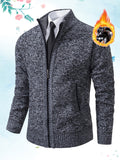 Single Casual Knitted Jacket with Stand-Up Collar And Smooth Zipper, Comfortable And Loose Retro Style, Versatile And Durable for Upper Body. (Includes Jacket) - Dark Gray