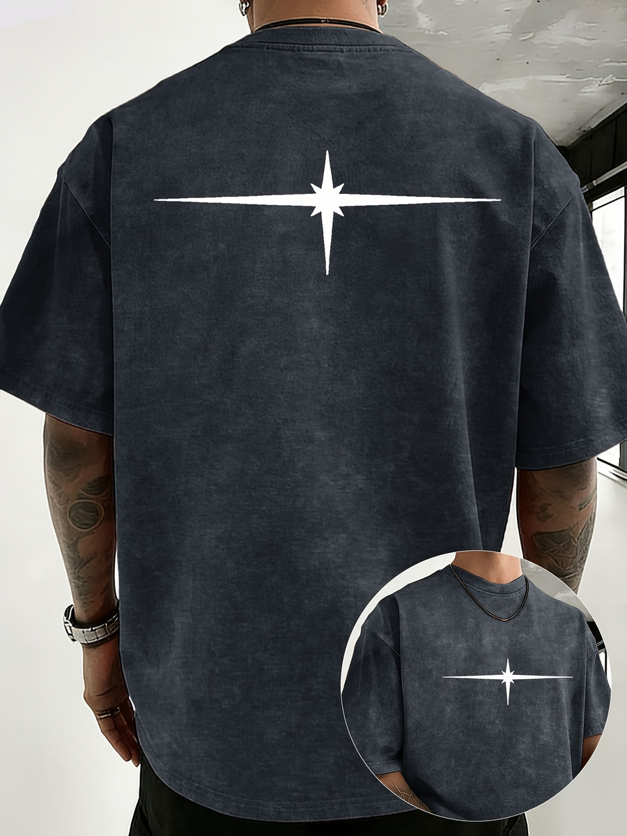 Unisex Vintage Distressed Positioning Print Pure Cotton Short-Sleeve T-Shirt, Breathable, Skin-Friendly, Comfortable, and Non-Stuffy. Suitable for Outdoor Leisure, Sports, and Daily Versatile Wear. Eye-Catching and Flattering on Everyone - Navy Color