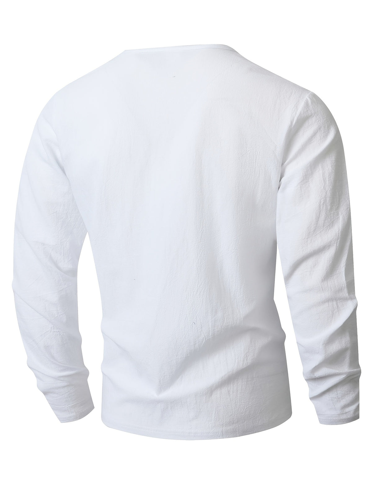 Men's 2pcs V-Neck Long Sleeve Linen T-Shirt, Breathable Loose Solid Color Top for Beach Outings and Daily Casual Wear - Light Green+white
