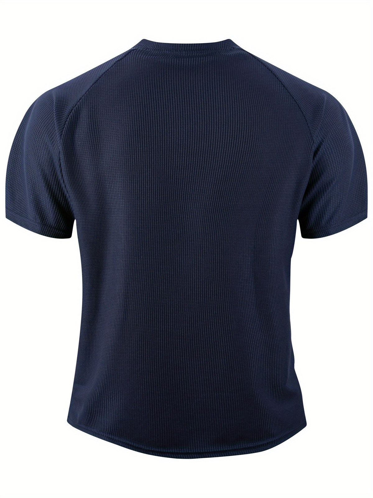 Men'S Fashion Men'S Tops Spring Summer Outdoor Casual Waffle Short Sleeve Men'S Henley Shirt - Navy Color