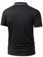 3pcs Set S20.32-2400.3 cmKING" Letter Logo New Men's Fashion Color-Block Quick-Dry Polo Shirt, Regular Fit Button Print, Golf Tennis Training Casual Sports Top - Black+khaki+grey
