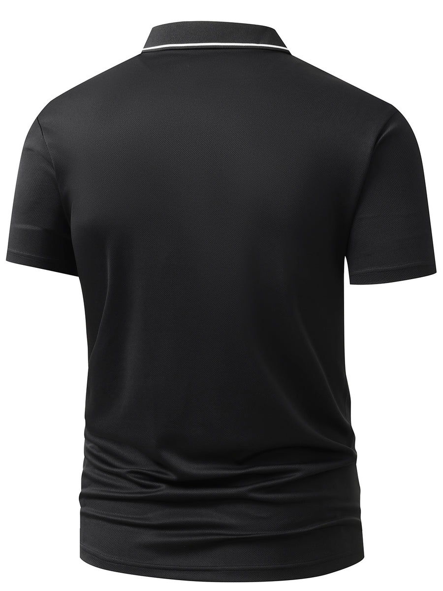 3pcs Set S20.32-2400.3 cmKING" Letter Logo New Men's Fashion Color-Block Quick-Dry Polo Shirt, Regular Fit Button Print, Golf Tennis Training Casual Sports Top - Black+khaki+grey