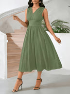 Women's Solid Color Dress - fern green