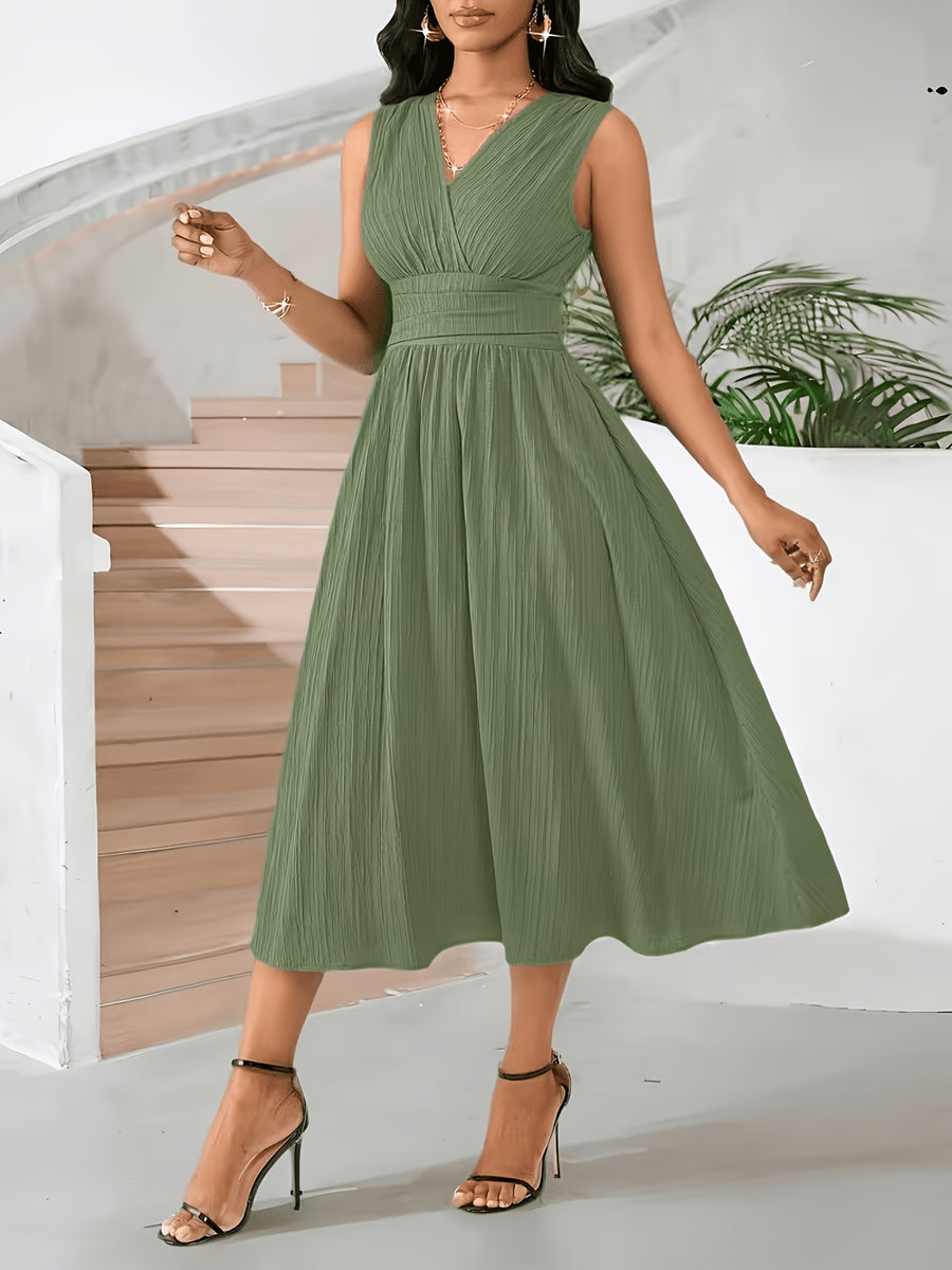 Women's Solid Color Dress - fern green