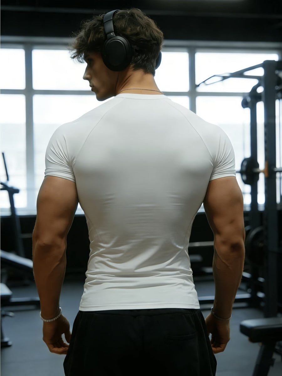 1pc Men's Classic Casual T-Shirt, Men's Crew Neck Short Sleeve Sport T-Shirt, Skin-Friendly and Breathable, Quick-Drying Fabric, Suitable for Fitness, Sports, Training, Cycling, Jogging, and Other Scenarios, Easy to Wash, Ideal for Daily Casual Wear - White
