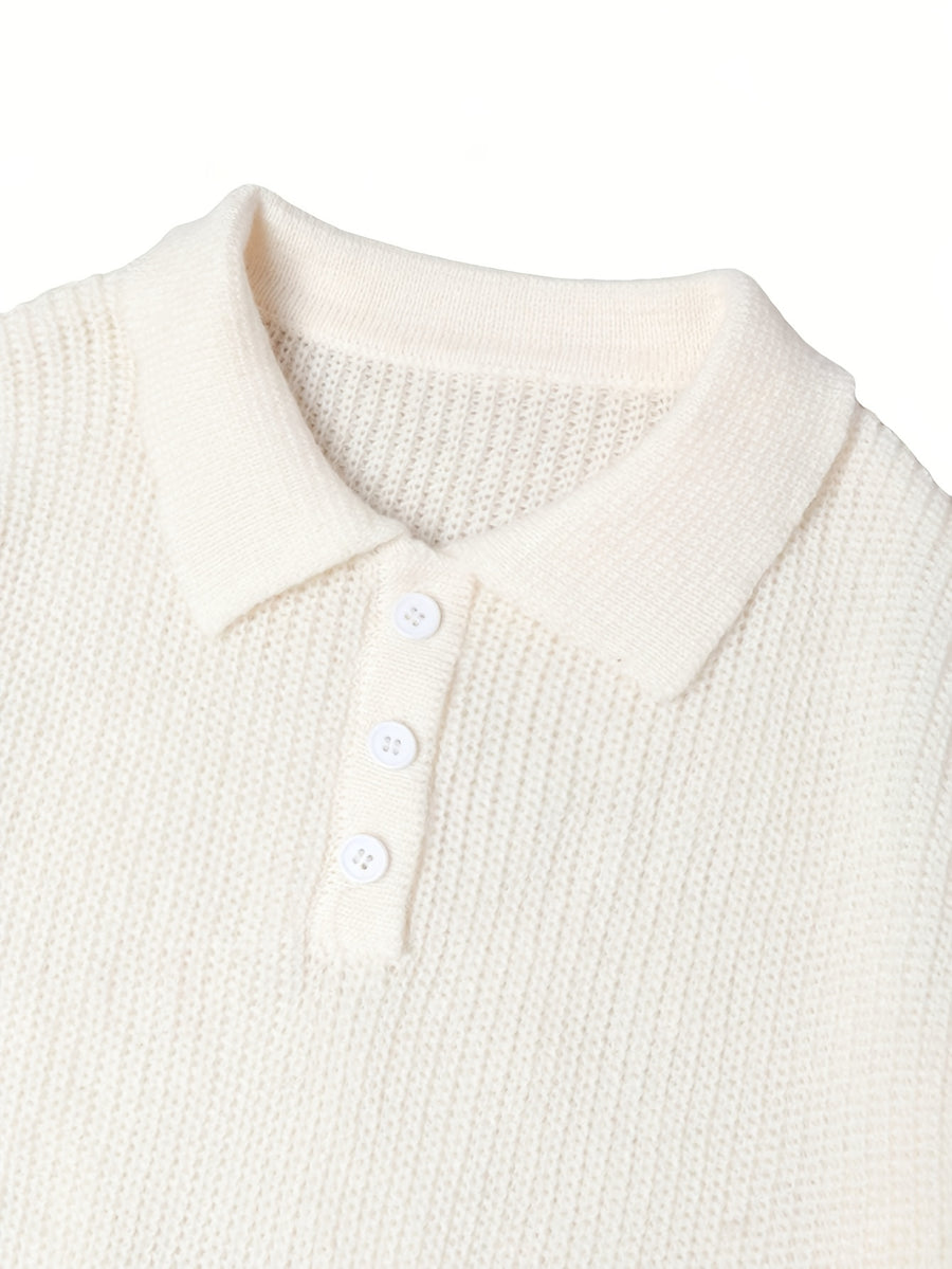 Autumn Wear Back to School Opening Clothes Autumn Winter Trendy Japanese Korean Easy Men'S Casual Loose Polo Neck Half-Button Pullover Long Sleeve Sweater - Apricot