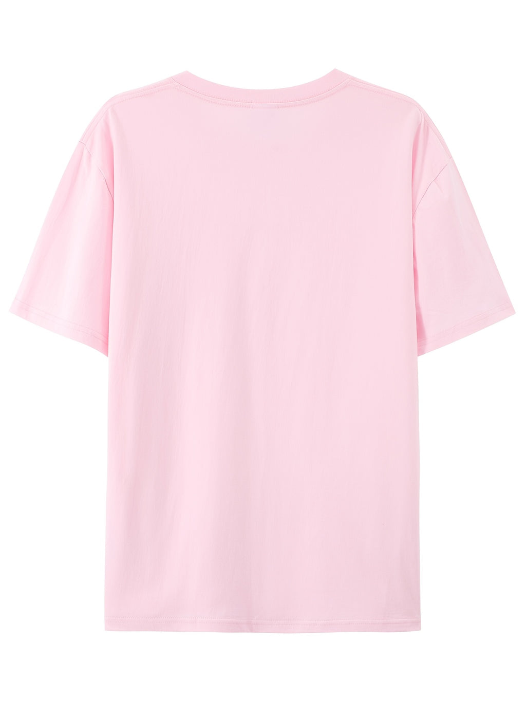 100% Women'S Round Neck Casual Summer Top, Breathable Spring/Summer/Fall T-Shirt (Machine Washable), Suitable for Casual Outfits, Women'S Pure Short Sleeve T-Shirt, Women'S Round Neck Top - pink color
