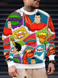 Men'S Print Long Sleeve Round Neck Sweatshirt, Autumn Winter Casual Athletic Top - Mixed colors