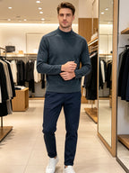Men's Half-turtleneck Base Layer, Suitable for Wearing Alone in Early Autumn or as a Warm Inner Layer in Late Winter, Adaptable for Both Business and Casual Styles. -SINBOS - Dark Gray