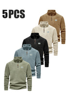 Men'S Classic Henley Shirt 5-pc Set, Soft Skin-Friendly, Breathable, Drapey, Thick, Solid Color, Crew Neck, Slight Stretch, Casual Fall/Winter Henleys for Everyday Wear, Comfortable Regular Fit - Mint Green+Black+Grey Blue+Apricot+Orange