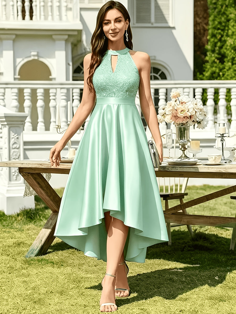 Ladies Elegant Lace Wedding Party Dress - Light Green