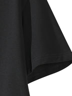 Spring/Summer American-style Solid Color Polo Shirt, Casual Versatile Short Sleeves with Lapel Collar, Simple Buttonless Placket - Black