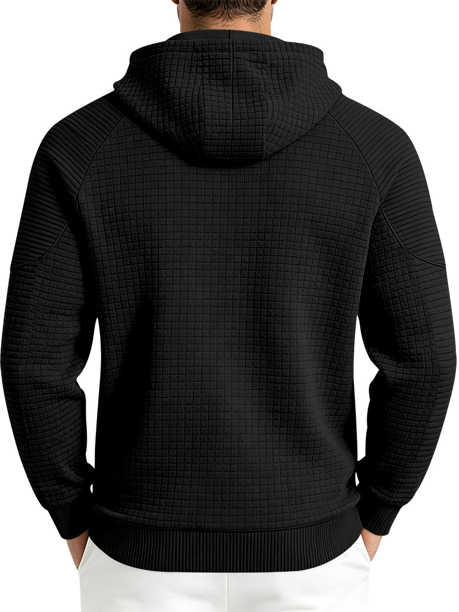 Maqiqi OBM Men's New Autumn/Winter Solid Color Warm and Comfortable Hooded Sweatshirt, Stylish and Versatile for Daily Casual, Work, Commuting, and Outdoor Activities - Black