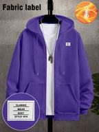 Men'S Solid Color Warm Fleece-Lined Zipper Sweatshirt, Global All-Season Factory Made Comfortable High Quality High Fit Rate Casual Men'S Sweatshirt - Purple 1
