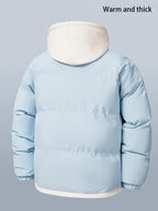 A Stylish And Cozy Hooded Jacket for Men, Featuring a Faux Two-Piece Design, Perfect for Winter - Apricot