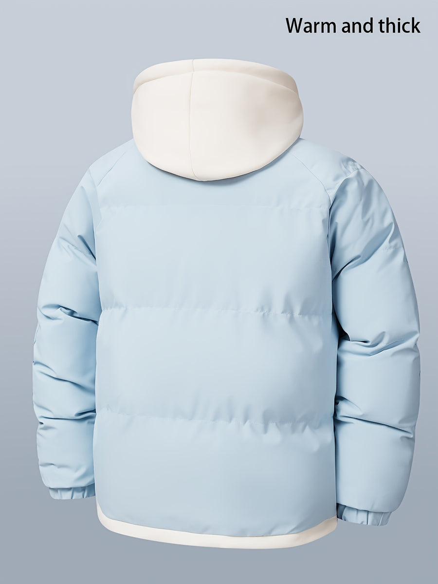 A Stylish And Cozy Hooded Jacket for Men, Featuring a Faux Two-Piece Design, Perfect for Winter - Apricot