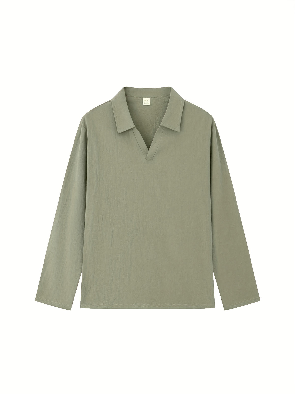 Men's Casual Shirt Outdoor Wear Easy And Comfortable V-neck Design Lapel Autumn Long-sleeved Commuting Men's Top - fern green