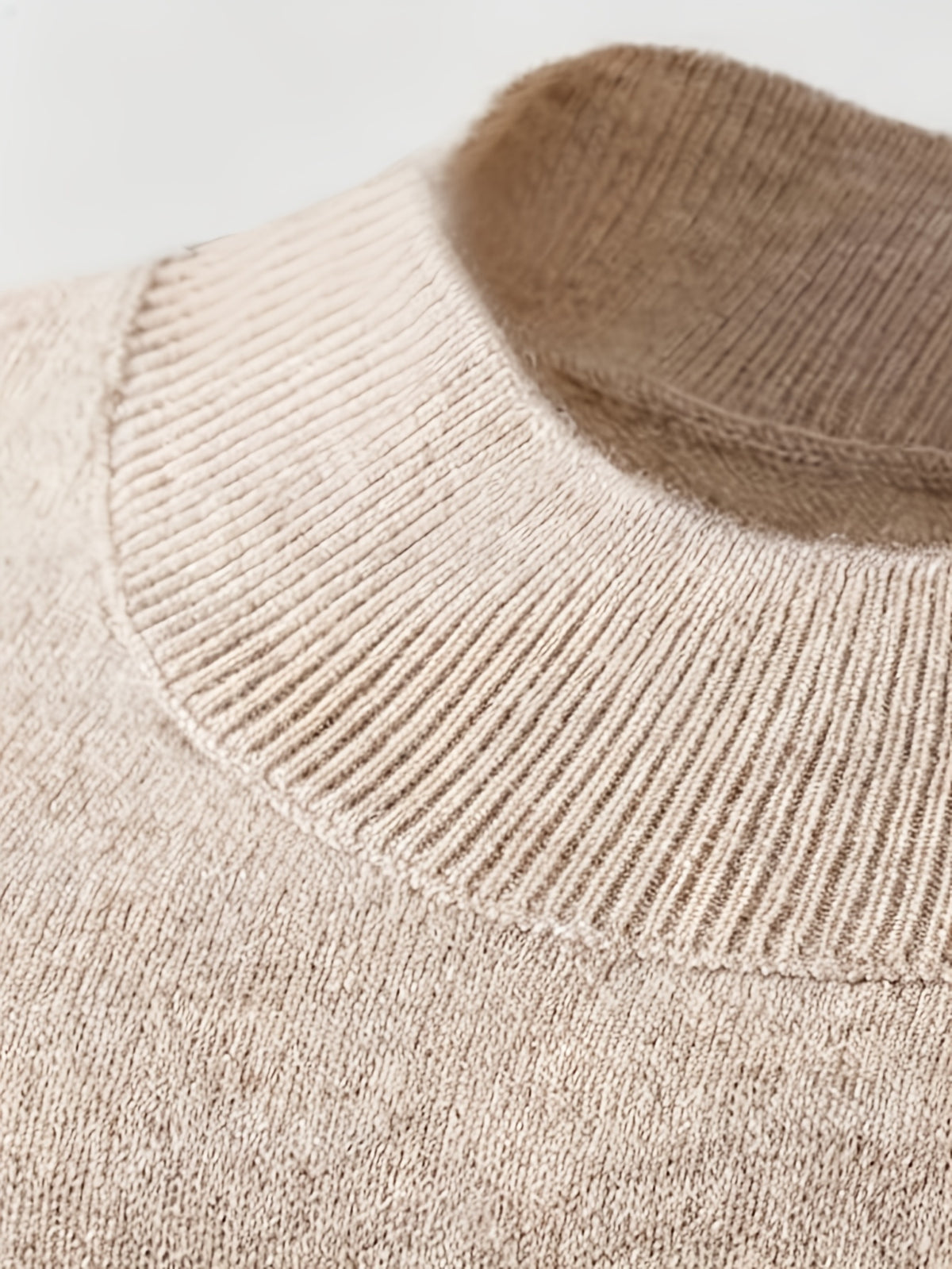 2026 New Men'S Thick High-End Semi High Neck Knitted Sweater Light Luxury Solid Color Warm Sweater Base Sweater - Camel