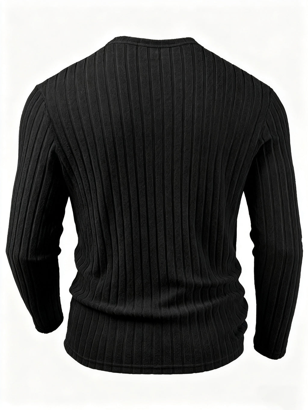 [Villa Le Water OBM] Men'S Trendy Fashion Sports V-Neck Sweatshirt, Comfortable Skin-Friendly Ribbed Texture Pattern, Casual Basic Men'S Clothing for Outings, Autumn Essentials - Black