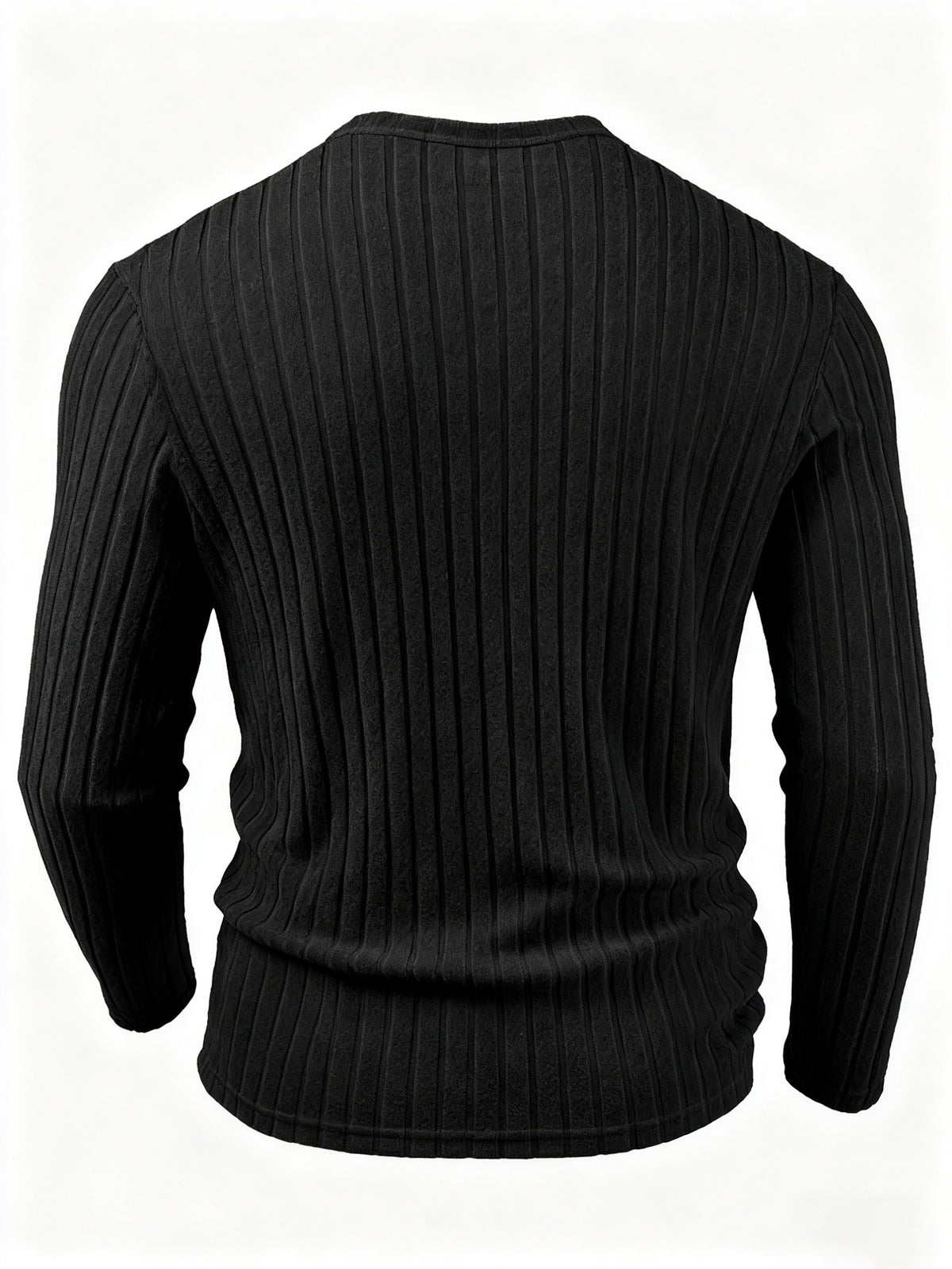 [Villa Le Water OBM] Men'S Trendy Fashion Sports V-Neck Sweatshirt, Comfortable Skin-Friendly Ribbed Texture Pattern, Casual Basic Men'S Clothing for Outings, Autumn Essentials - Black